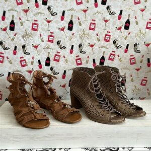 Women’s size 7.5 shoes both Vince Camuto lace up booties & Crown Vintage sandals